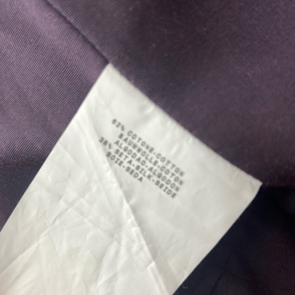 Giorgio Armani Collezioni Sz 8 Purple Eggplant Wrap Tie Cotton Blend Jacket - Picture 9 of 10